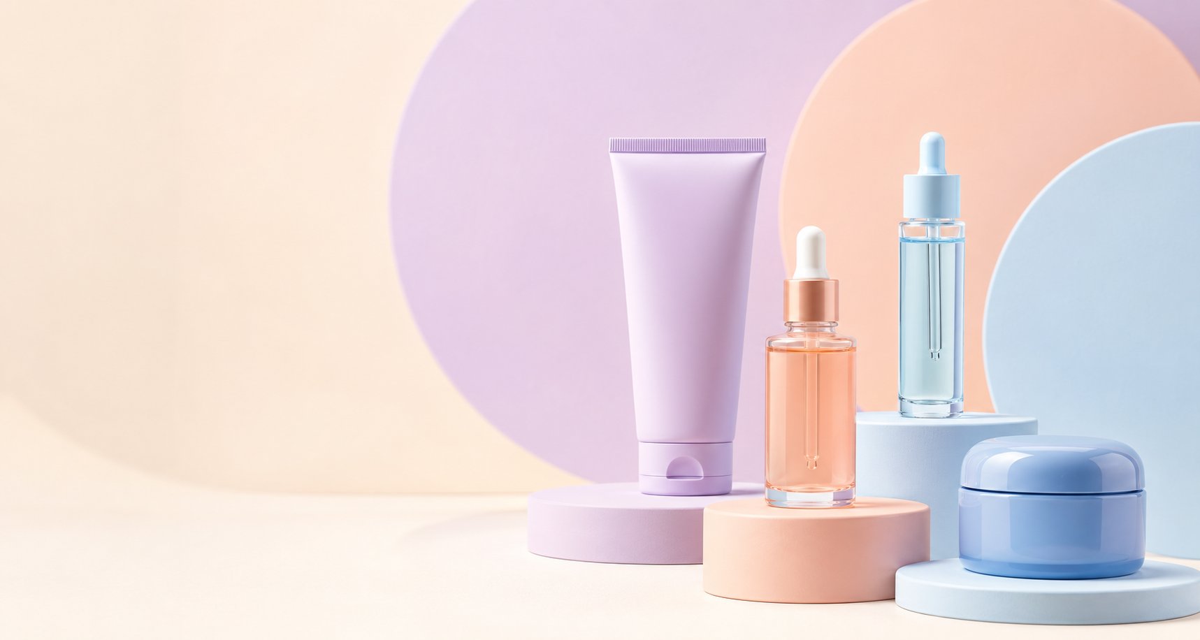 Pastel skincare containers
